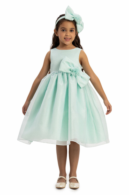 Mint Bow Dress with Hair Accessory 3-7 AGE 35347PR - Clothes