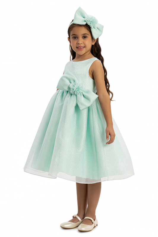 Mint Bow Dress with Hair Accessory 3-7 AGE 35347PR - Clothes (1)