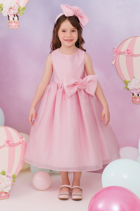Powder Bow Dress with Hair Accessory 3-7 AGE 35347PR 