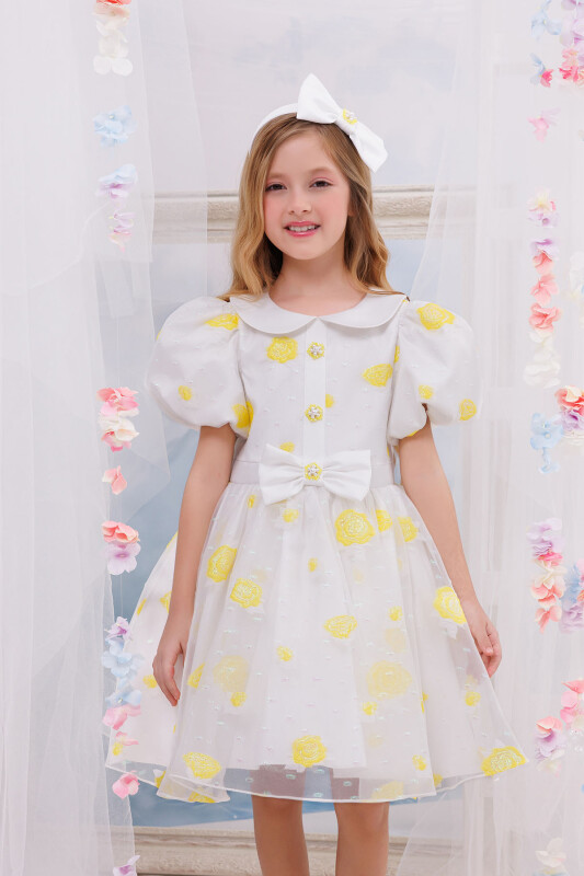Yellow Dress with Hair Accessory 3-7 AGE 35239PR - Clothes