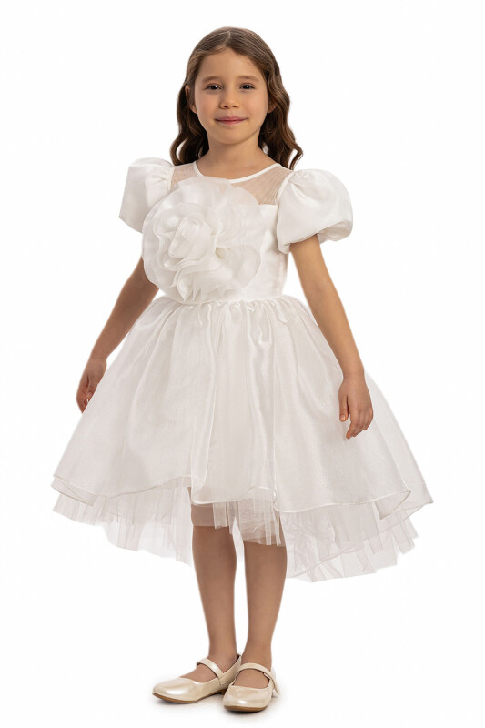 Ecru Girls Floral Satin Dress 3-7 AGE 35109PR - Clothes (1)
