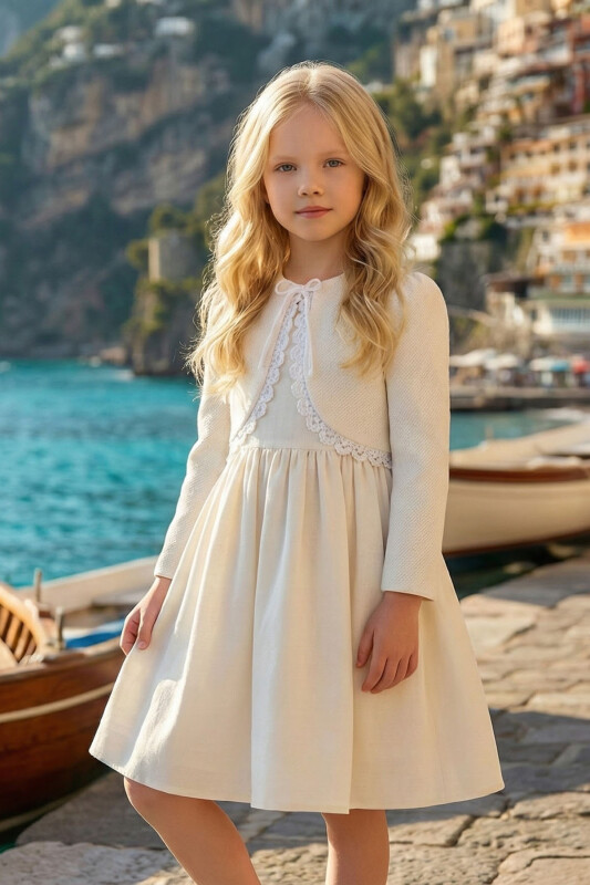 Ecru Bolero with Crochet Trim 3-7 AGE 36456PR - Clothes