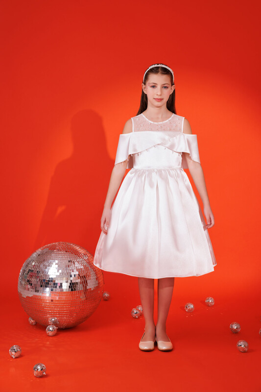 Ecru Girl Dress 8-14 AGE 35452PR - Clothes (1)