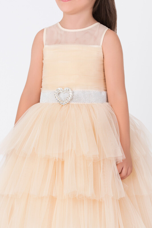 Beige Girls Maxi Tulle Dress 3-7 AGE 35060PR - Clothes (1)