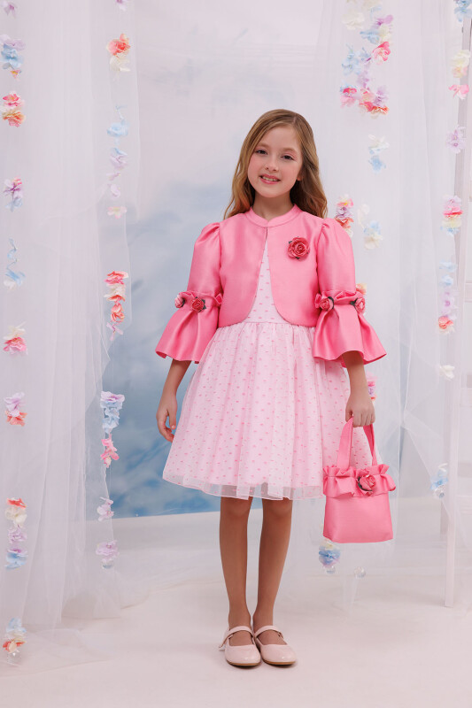 Pink Dress with Matching Bolero and Bag 3-7 AGE 35294PR 