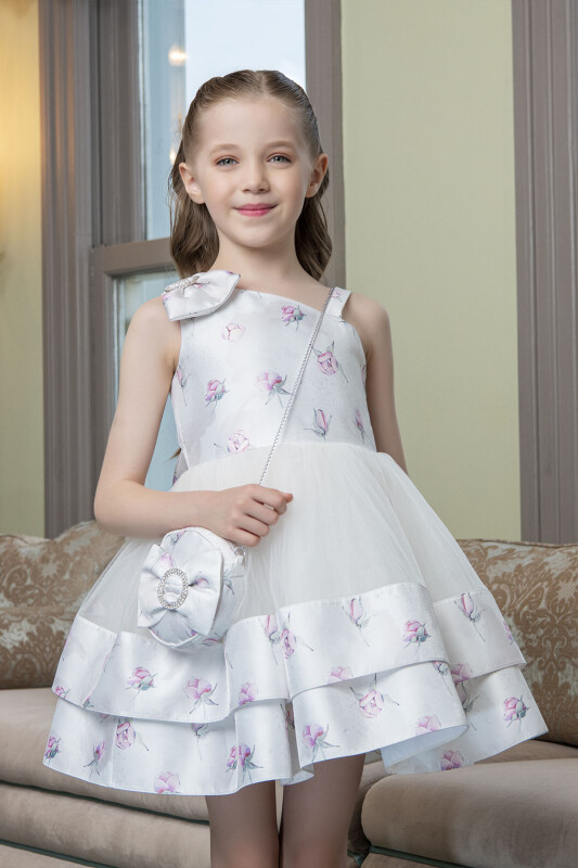 Pink dress with tulle skirt for girls 4-8 AGE 33288PR - Clothes (1)