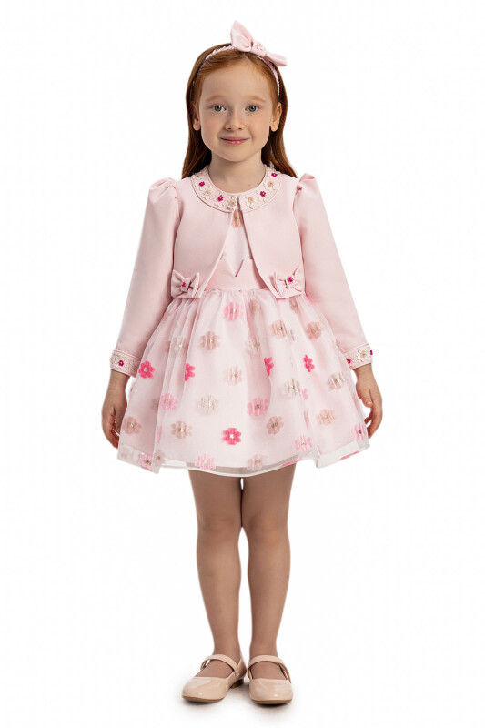 Pink Dress with Bolero and Hair Accessory 6-24 MONTH 35403PR - Clothes