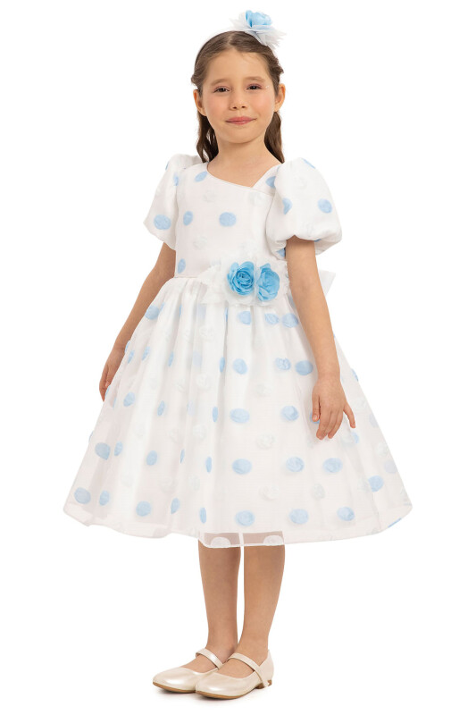 Blue Polka Dot Dress with Hair Accessory 3-7 AGE 35430PR - Clothes (1)