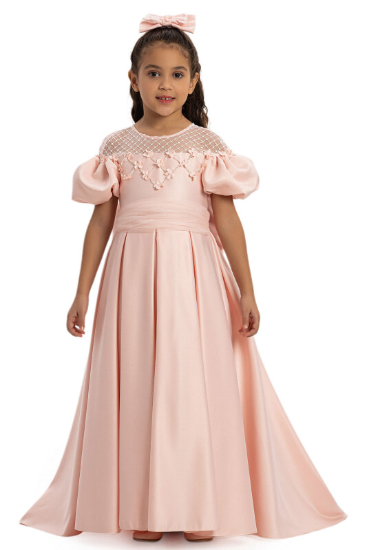 Powder Satin Girls Dress 3-7 AGE 35182PR - Clothes