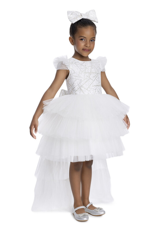 Ecru Layered Ruffled Girl's Dress 3-7 AGE 34148PR - Clothes (1)