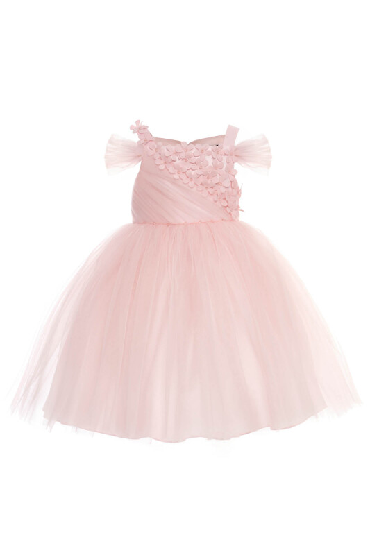 Powder Floral Appliqué Tulle Dress 3-7 AGE 36036PR - Clothes (1)