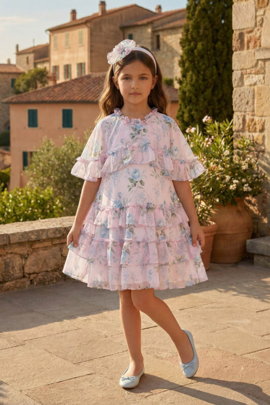 Powder Girls Floral Chiffon Dress with Headband 3-7 AGE 36369PR - Clothes