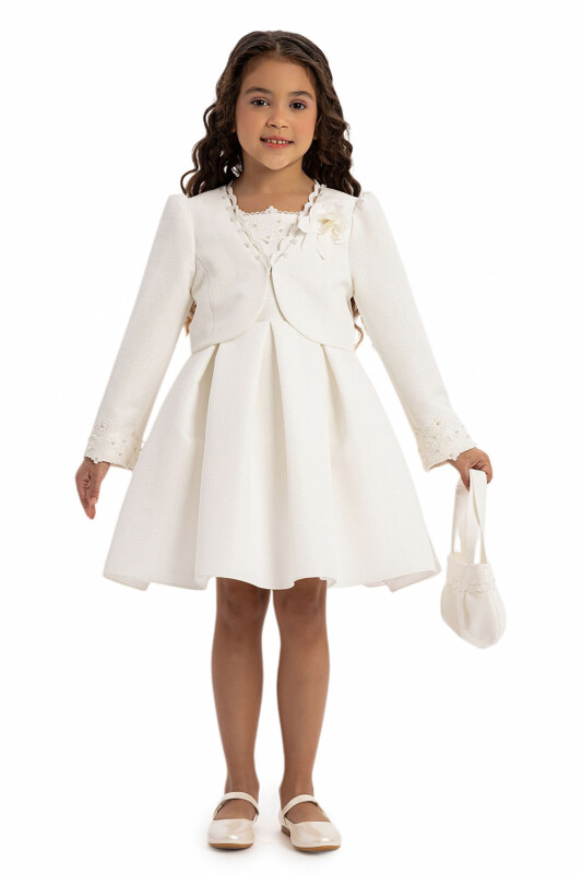 Ecru Girls Set with Bolero and Matching Bag 3-7 AGE 35352PR - Clothes (1)