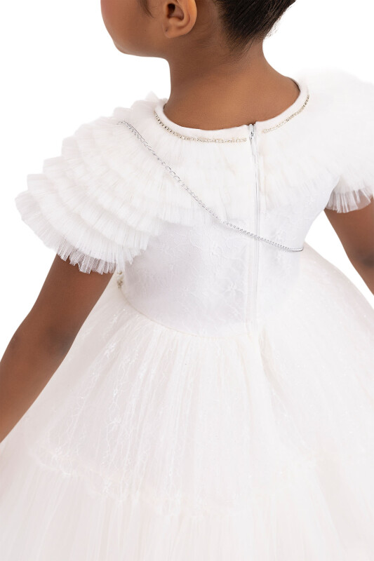 Ecru Ruffled Dress for Girls 2-6 AGE 33325PR - Clothes