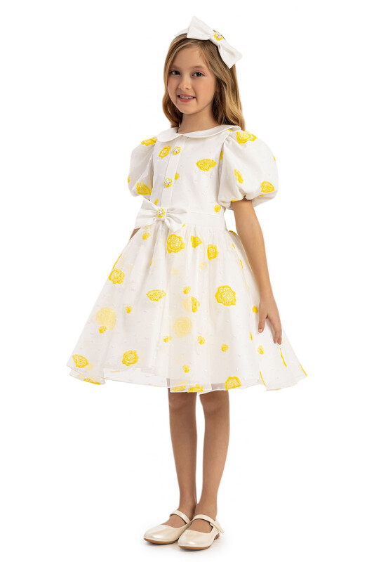Yellow Dress with Hair Accessory 3-7 AGE 35239PR - Clothes