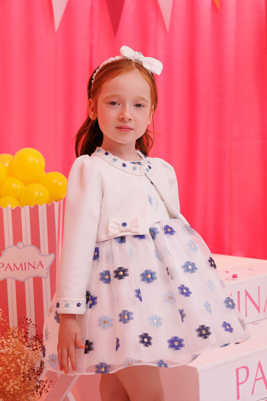 Blue Dress with Bolero and Hair Accessory 6-24 MONTH 35403PR 