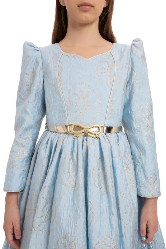 Blue Dress with Belt and Matching Bag 8-14 AGE 35446PR - Clothes