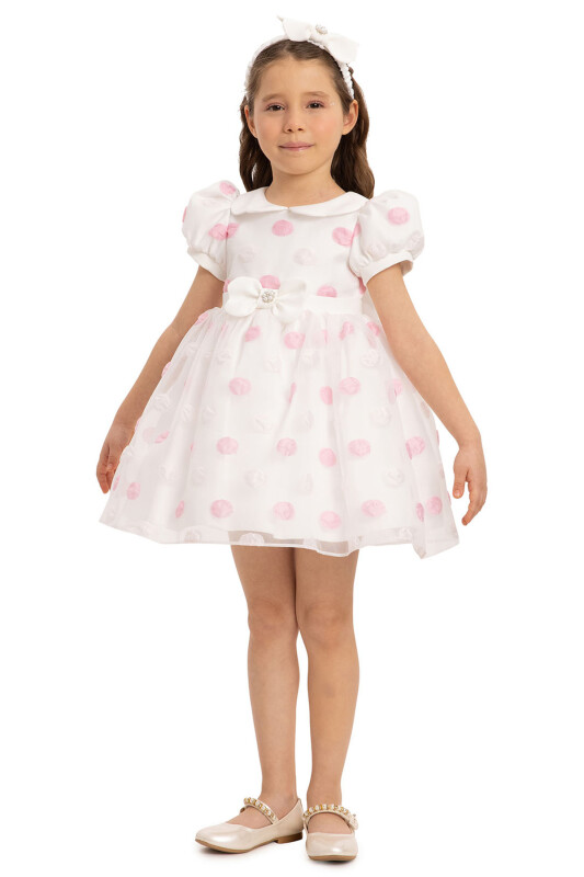 Powder Polka Dot Baby Dress with Hair Accessory 6-24 MONTH 35420PR - Clothes (1)