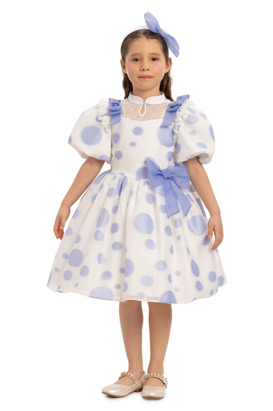 Lilac Polka Dot Dress with Hair Accessory 3-7 AGE 35365PR - Clothes (1)