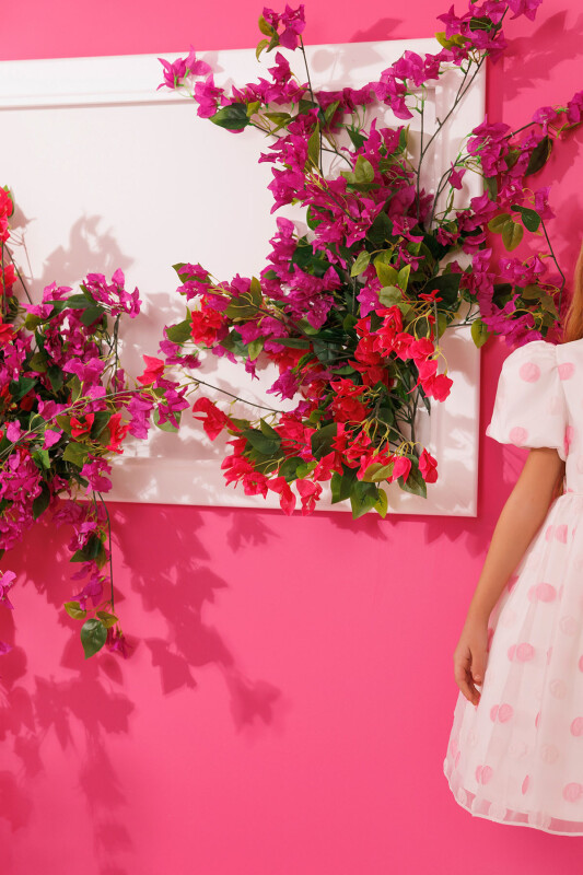 Powder Polka Dot Dress with Hair Accessory 3-7 AGE 35430PR - Clothes (1)