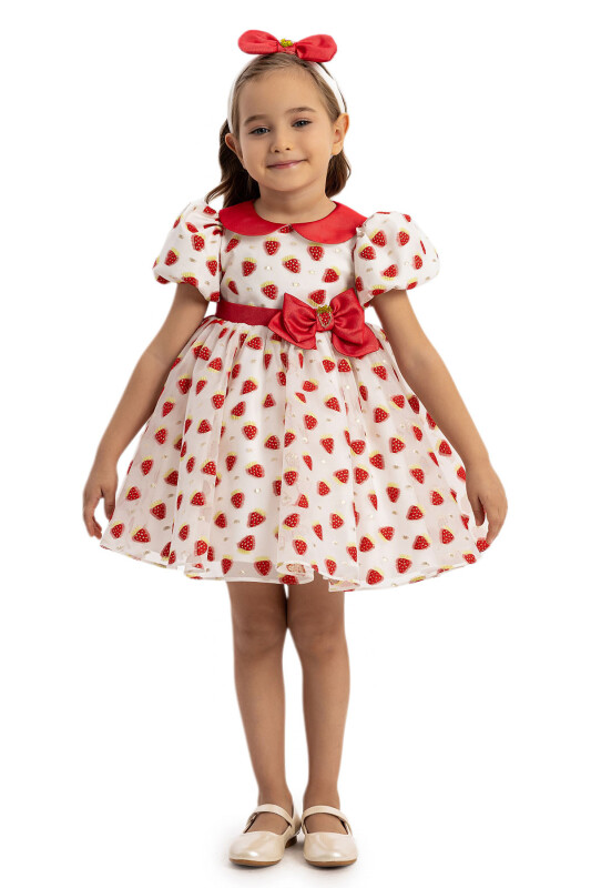 Red Strawberry Dress with Hair Accessory 6-24 MONTH 35241PR - Clothes