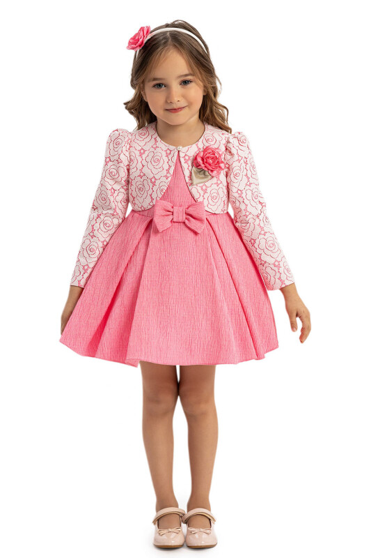 Pink Baby Dress with Lace Bolero and Hair Accessory 6-24 MONTH 35332PR - Clothes (1)