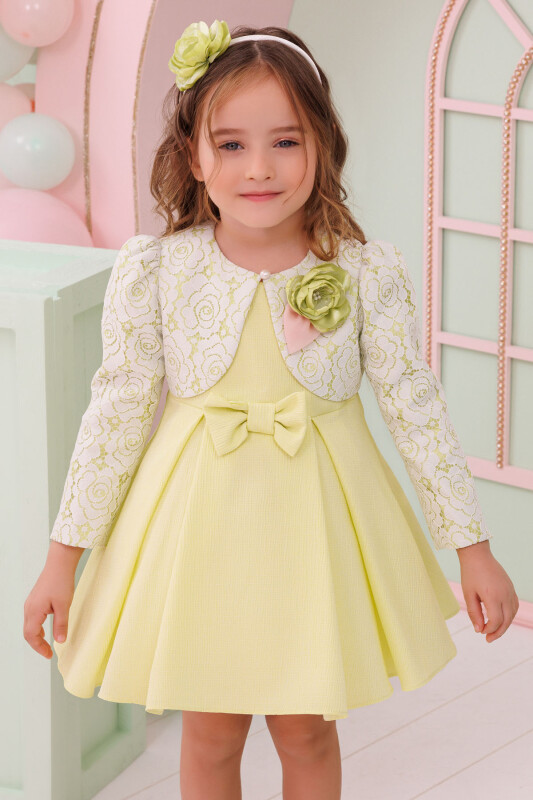 Green Baby Dress with Lace Bolero and Hair Accessory 6-24 MONTH 35332PR - Clothes