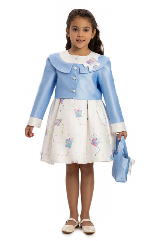 Blue Dress with belore and handbag 3-7 AGE 35405PR - Clothes (1)