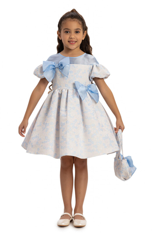 Blue Floral Dress with Matching Bag 3-7 AGE 35334PR 