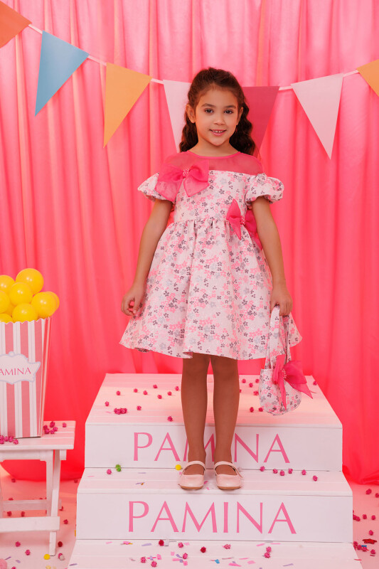 Pink Floral Dress with Matching Bag 3-7 AGE 35334PR - Clothes (1)