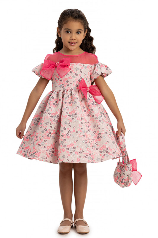 Pink Floral Dress with Matching Bag 3-7 AGE 35334PR - Clothes (1)