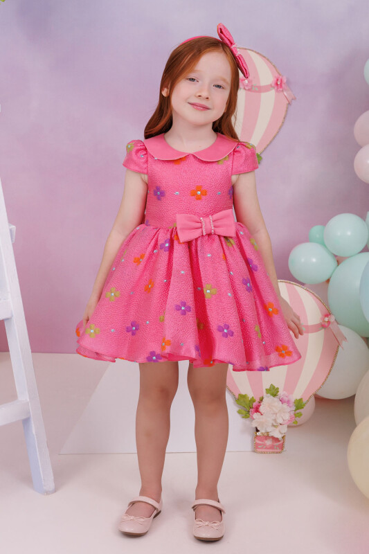 Fuchsia Baby Floral Dress with Hair Accessory 6-24 MONTH 35138PR - Clothes