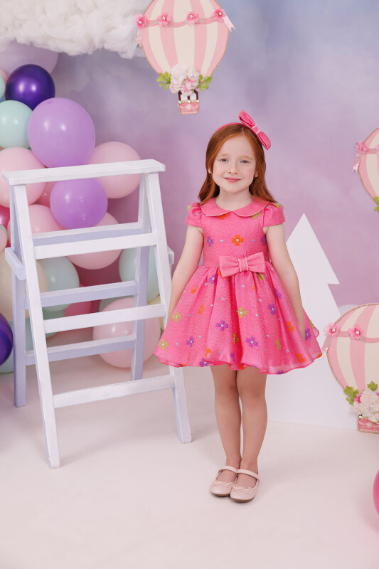 Fuchsia Baby Floral Dress with Hair Accessory 6-24 MONTH 35138PR - Clothes (1)