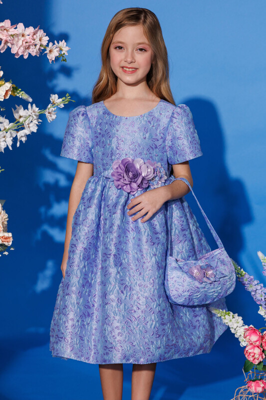 Lilac Dress with Matching Bag 3-7 AGE 35344PR - Clothes
