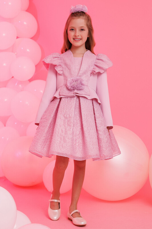 Powder Dress with Jacket and Hair Accessory 3-7 AGE 35367PR 