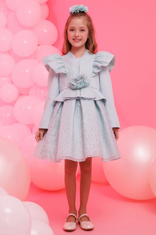 Blue Dress with Jacket and Hair Accessory 3-7 AGE 35367PR 