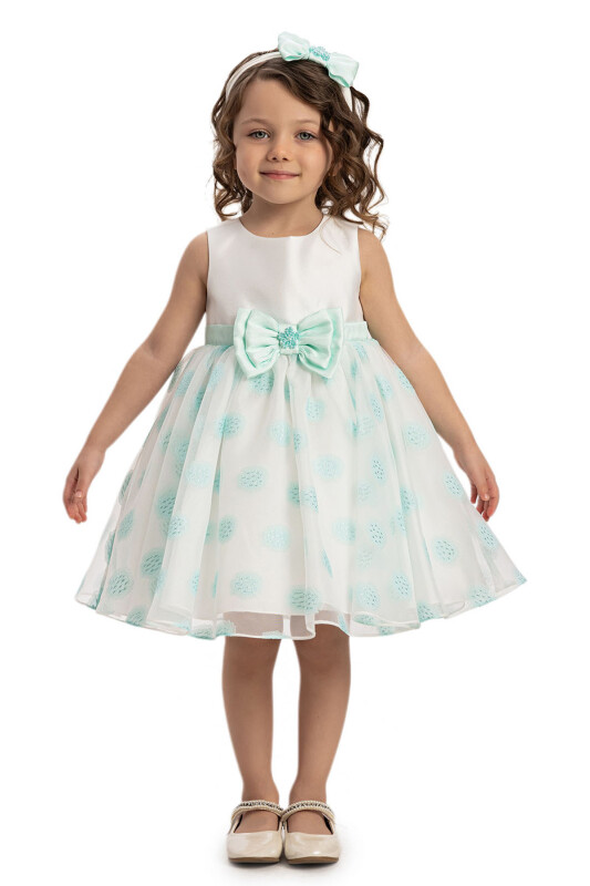 Mint Baby Dress with Matching Hair Bow 6-24 MONTH 35245PR - Clothes