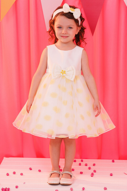 Yellow Baby Dress with Matching Hair Bow 6-24 MONTH 35245PR - Clothes