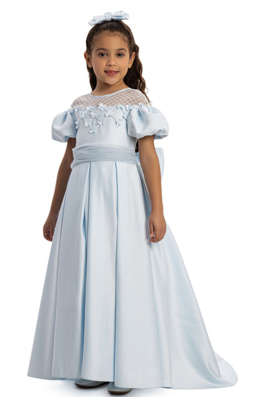 Blue Satin Girls Dress 3-7 AGE 35182PR - Clothes (1)
