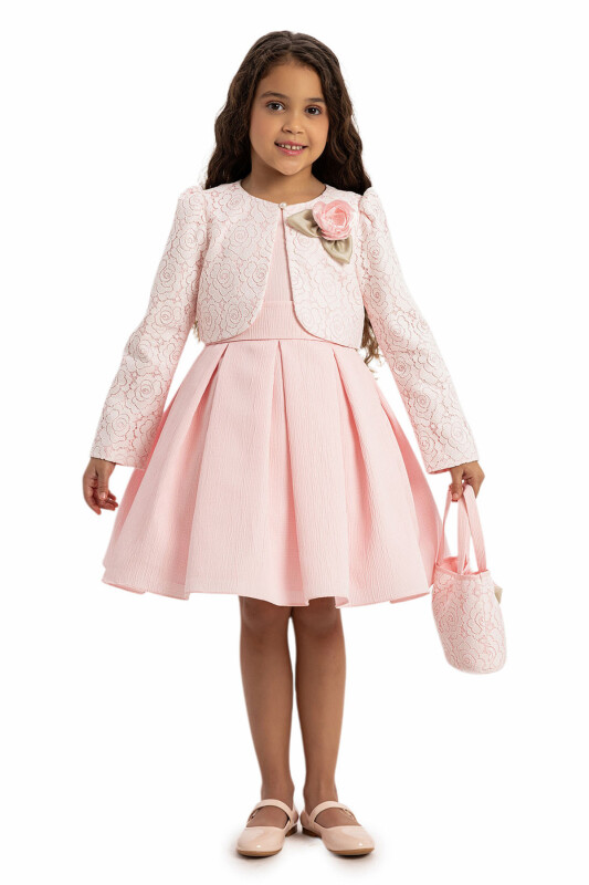 Powder Dress with Lace Bolero and Matching Bag 3-7 AGE 35330PR 