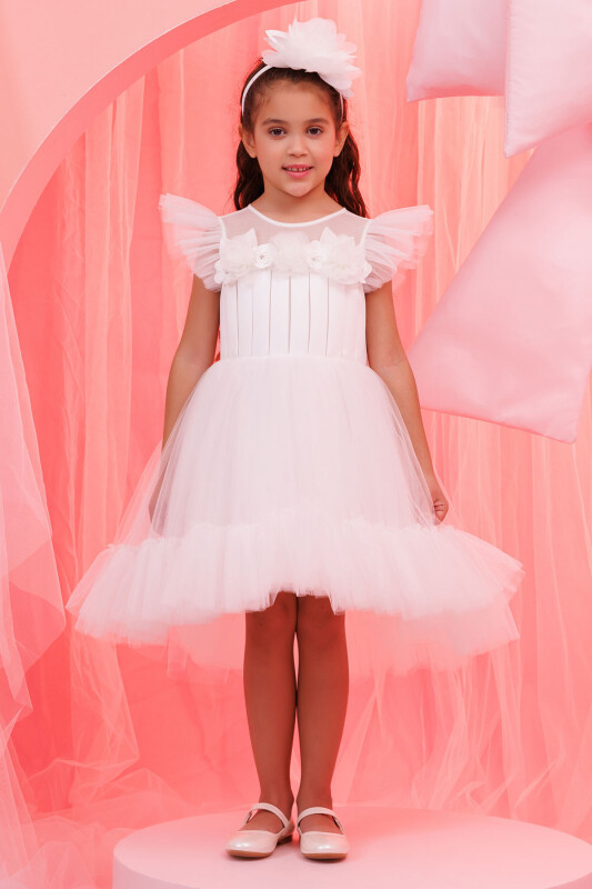 Ecru Girls Dress 3-7 AGE 35194PR - Clothes