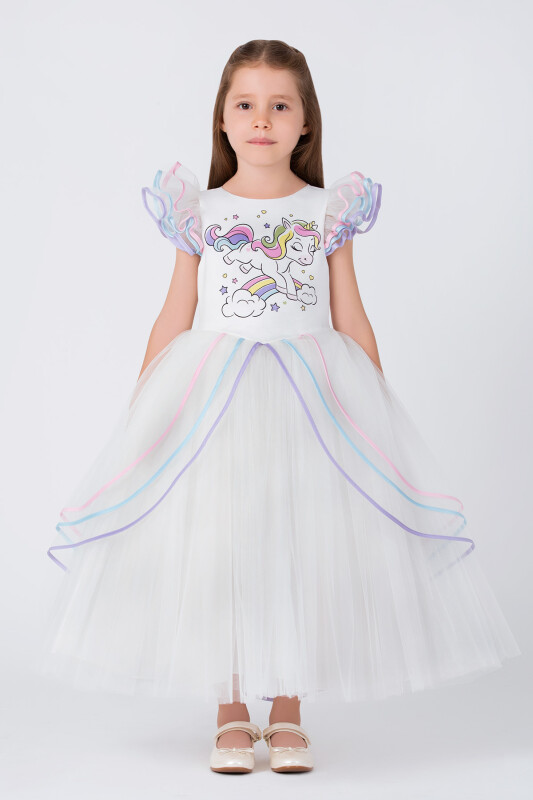 Colourful Unicorn Girls Dress 3-7 AGE 35051PR - Clothes