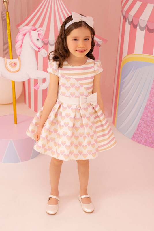 Beige Girls Heart Dress 6-24 MONTH 34171PR 