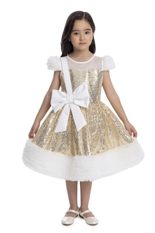 Gold Sequined Girl's Dress 3-7 AGE 34043PR - Clothes
