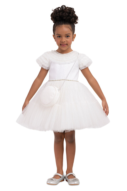 Ecru Ruffled Dress for Girls 2-6 AGE 33325PR 