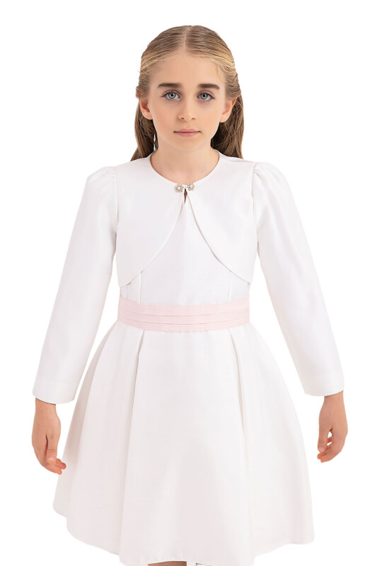 Ecru bolero for girls 4-8 AGE 33338PR 