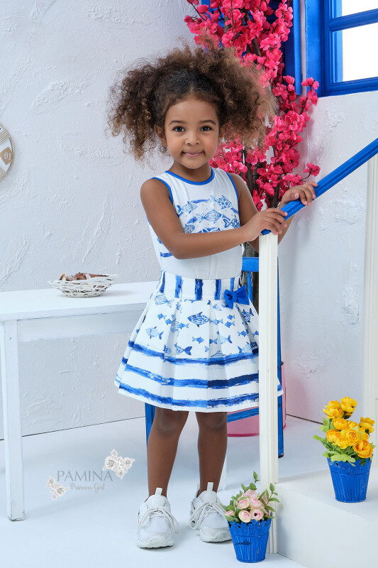 Blue Baby Girl Cute Fish Themed Suit With Skirt And Singlet 9-36 MONTH 311001CA - Clothes