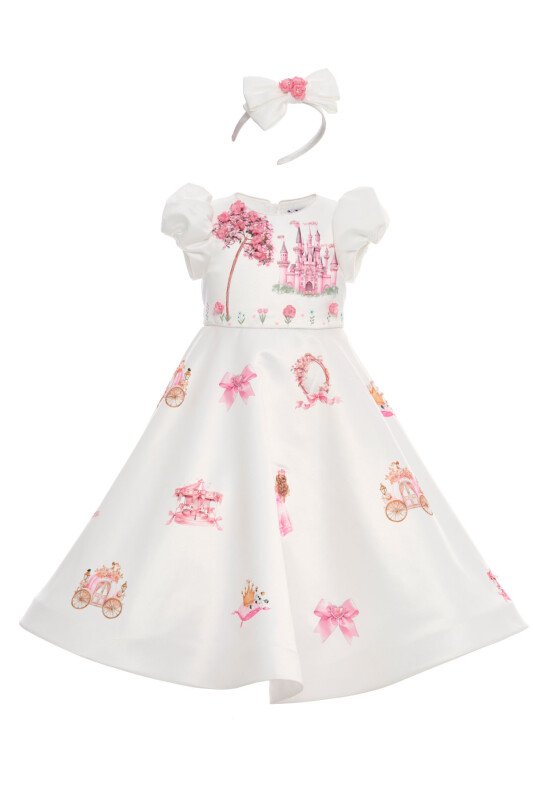 Ecru Princess Castle Dress with Headband 3-7 AGE 36430PR - Clothes (1)