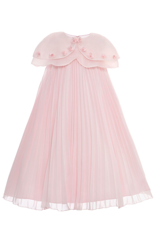 Powder Pleated Maxi Dress with Removable Cape 3-7 AGE 36426PR - Clothes (1)
