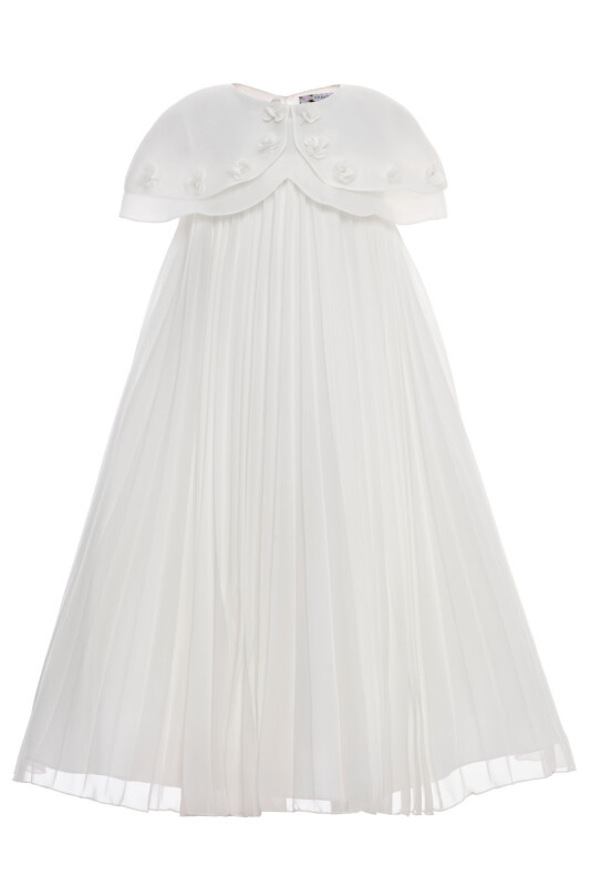 Ecru Pleated Maxi Dress with Removable Cape 3-7 AGE 36426PR - Clothes (1)